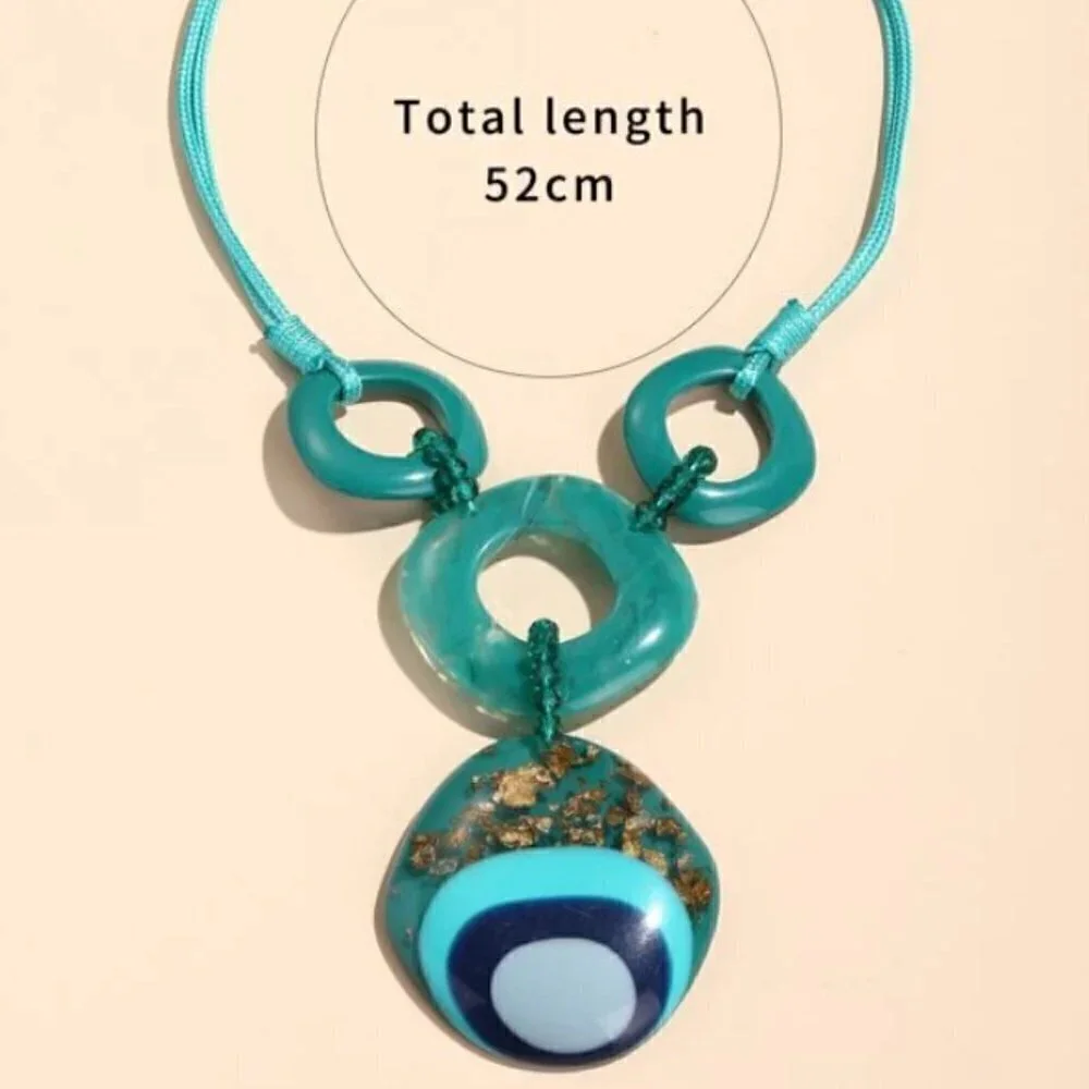Turquoise Geometric pendant statement necklace - Picture 3 of 8